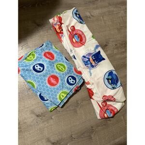 PJ Masks Twin Bed Blue FLAT SHEET And Fitted Sheet Youth Bedding MINT!